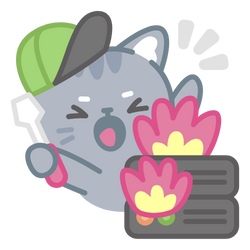 Drawing of a cat next to servers that are on fire