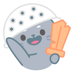 Drawing of a cat holding a wooden sword